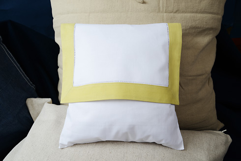 Hemstitch Baby Envelope Pillows. 12"x12". Chardonnay color - Click Image to Close